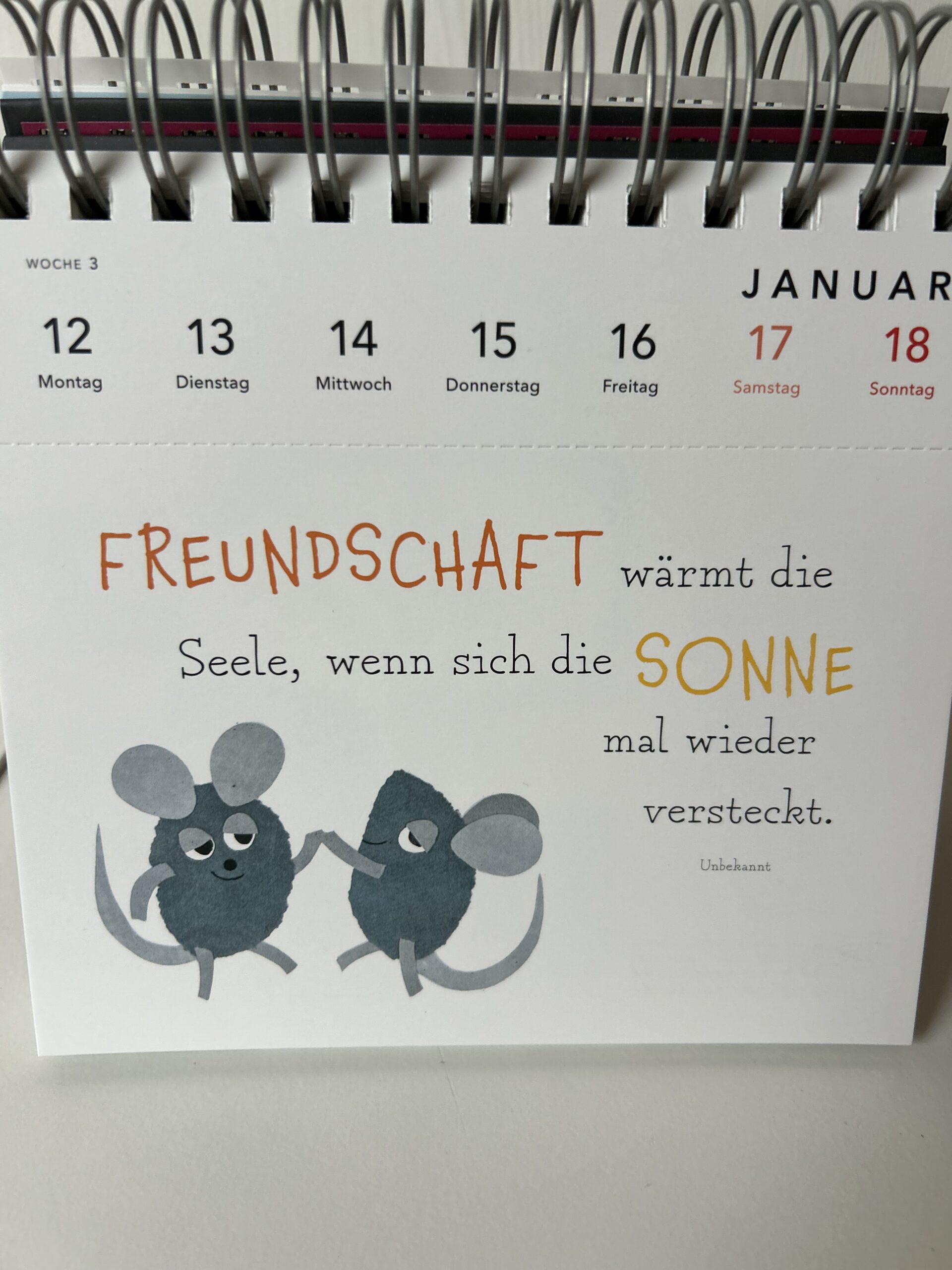 Kalenderblatt neue Woche 