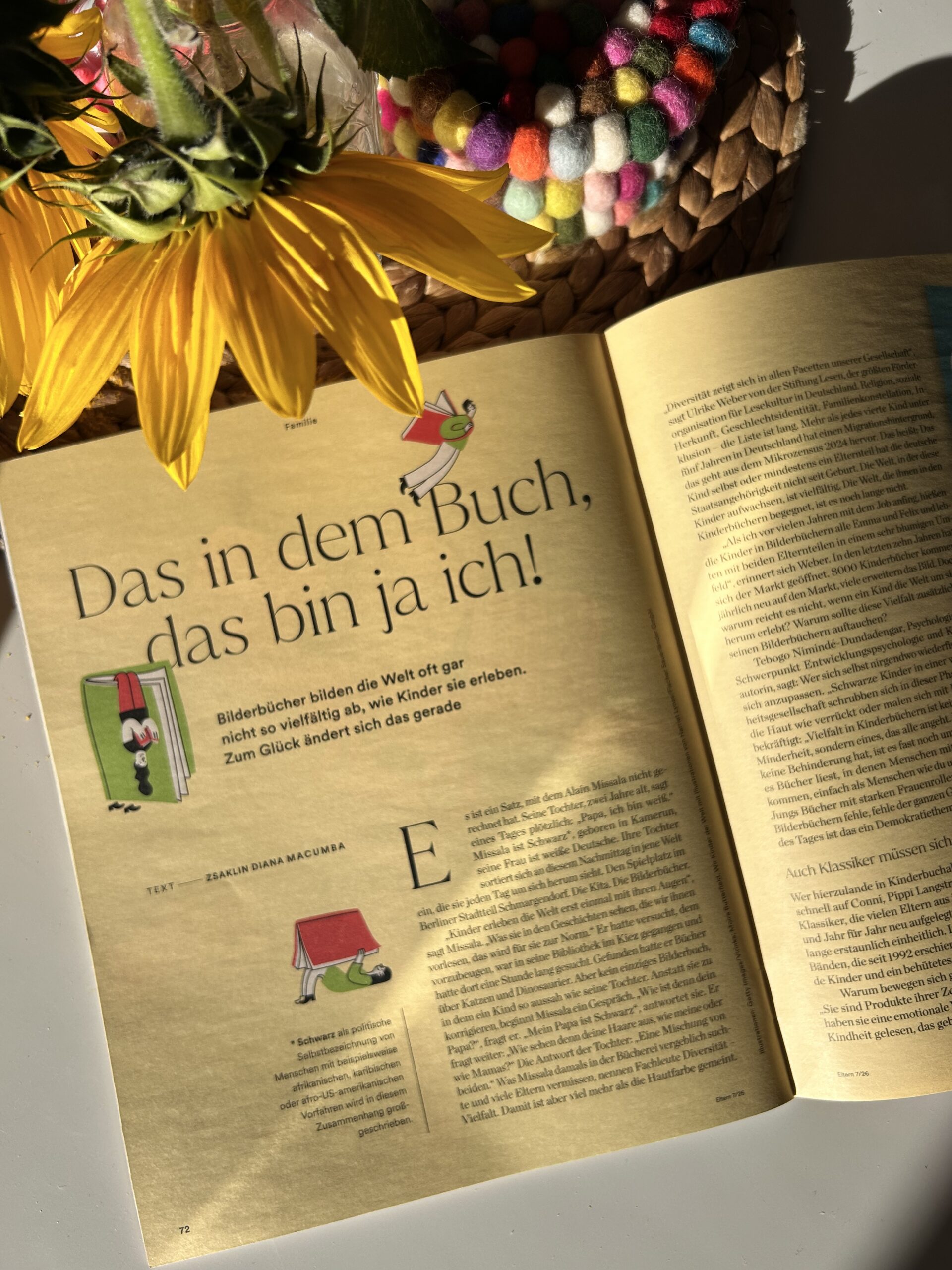 Blick in die Elterzeitschrift auf den Artikel: Das in dem Buch, bin ja ich 